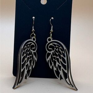 🪽 Laser Cut Angel Wing Earrings | Basswood Statement Dangles 🪽